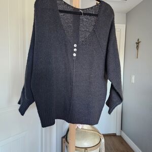 Free People Charcoal V-Neck Sweater